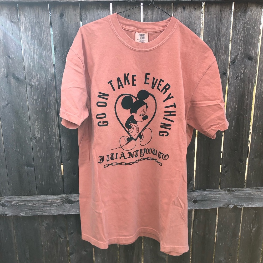 Comfort Colors Rose-Peach Crewneck T-Shirt with hole lyrics